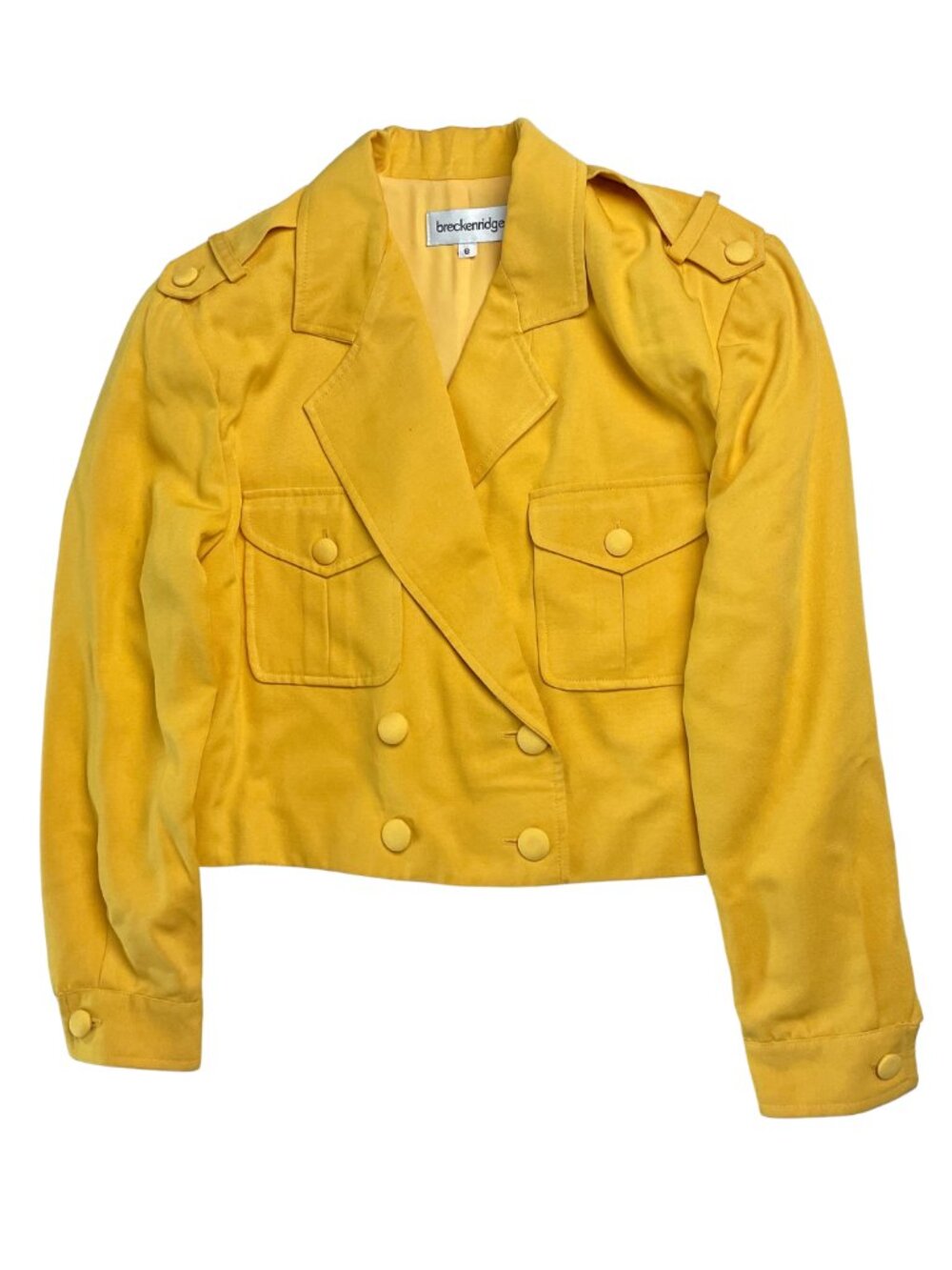 Women's Yellow Cropped Blazer with Real Pockets, 6
